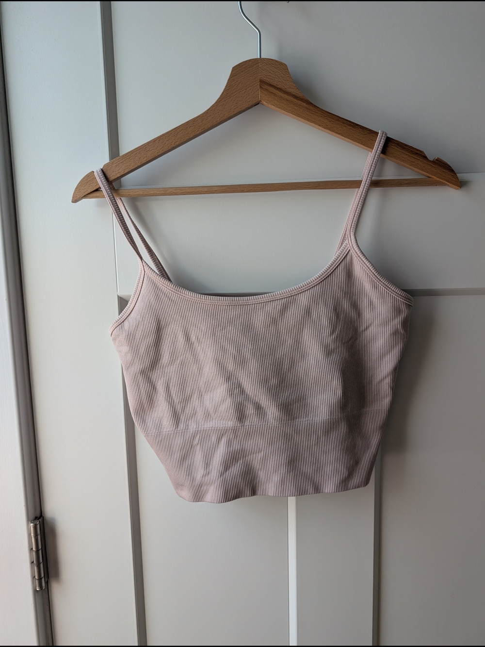 Athleta Ribbed Spaghetti Strap Crop Tank Top — Light Pink